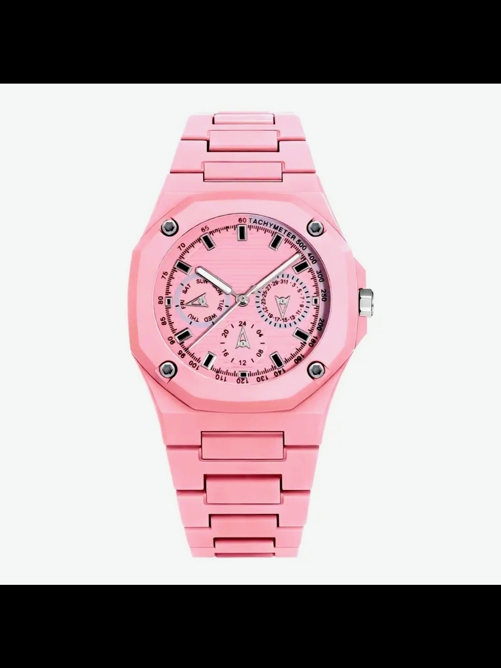 NWOT Pink Octagonal Sport Chronograph Watch.
